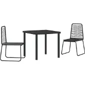 vidaXL Möbel 3-teiliges Garten-Esstisch-Set Schwarz Poly-Rattan - Gartenstühle 3379387
