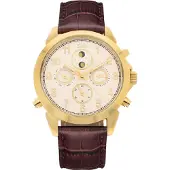 Madre Selva Herren-Armbanduhr ‚Santos‘ – SONNE/MOND-Phase – Automatik – Vergoldet – Geliefert in -Geschenkbox