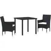 vidaXL Möbel 2-teiliges Garten Essstuhl Set Schwarz Poly Rattan - Gartenstühle 3379723