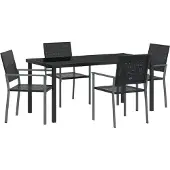 vidaXL "2025"Cloris 5-teiliges Garten-Esszimmer-Set Schwarz Poly Rattan - Gartenstühle 423743