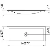 Keuco Edition 11 Keramik-Waschtisch 1405 x 538 mm ohne Hahnlochbohrung - weiß - 31160311400