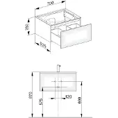 Keuco Edition 11 Waschtischunterbau 700 x 350 x 535 mm mittig mit 1 Auszug - Anthrazit Glas / Lack Matt - 31341110000