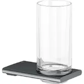 Keuco Glashalter EDITION 400 komplett mit Echtkristall-Glas Schwarzchrom gebürstet