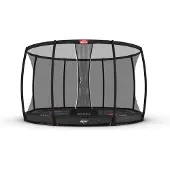 Berg Trampolin Rund 430 cm Elite InGround Grau Levels + Safety Net DLX XL