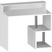 Dmora Schreibtisch Silvio 100x50x93h cm Weiß 2 Regale PC-Ständer
