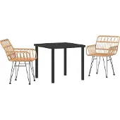 vidaXL Möbel 3-teiliges Garten-Essset Braun Poly Rattan - Gartenstühle 3379177