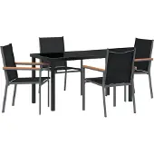 vidaXL Möbel 5-teiliges Garten-Dining-Set Schwarz Textilene und Stahl - Gartenstühle 3379088