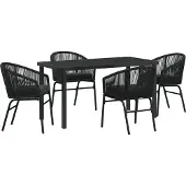 vidaXL Möbel 5-teiliges Garten-Ess-Set Schwarzes Poly-Rattan - Gartenstühle 3379347