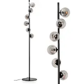 Hofstein Garaguso Stehlampe aus Metall/Glas in Schwarz/Rauchfarben