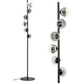 Hofstein Garaguso Stehlampe aus Metall/Glas in Schwarz/Rauchfarben/Klar