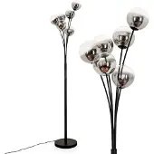 Hofstein Lerici Stehlampe aus Metall/Glas in Schwarz/Rauchfarben/Klar