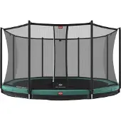 Berg Bodentrampolin Favorit InGround 380 + Sicherheitsnetz Comfort Grün
