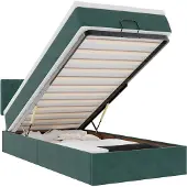 vidaXL Ottoman-Bett mit Matratze & LEDs Dunkelgrün 90x190 cm Samt