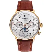 Zeppelin Herrenuhr 7039-1, Edelstahlgehäuse, silbernes Zifferblatt, Lederarmband