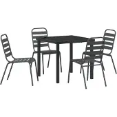 vidaXL Möbel 5-teilige Garten-Essgruppe Dunkelgrauer Stahl - Gartenstühle 3379297