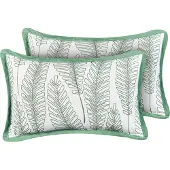 Beliani Gartenkissen 2er Set Grün Polyester Pflanzenmotiv Rechteckig 30x50 cm Wasserabweisend Dekokissen mit Füllung für Garten Terrasse Balkon