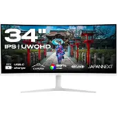 Japannext JN-IPS340UWQHD60C-C65W-HS, 86,4 cm (34"), 3440 x 1440 Pixel, UltraWide Quad HD, LCD, 5 ms, Schwarz, Silber