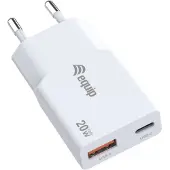 Equip 2-Port 20W GaN Slim USB PD-Ladegerät, USB-C x1, USB-A x1, Drinnen, AC, 12 V, Weiß