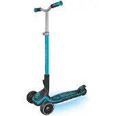 Globber ULTIMUM LIGHTS – Tretroller, 125/90 mm extra breit, ABEC 7, 3-rädrig, höhenverstellbar, LED-Leuchtmodul, blau