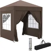 Outsunny Pavillon 2x2m Wasserdicht, Pop-up Faltpavillon mit 4 Seitenwänden, Fenster, faltbar Partyzelt mit UV-Schutz 30+, Gartenzelt mit Tragetasche