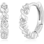 Ania Haie - HOOP EARRINGS - HUGGIES - Sparkle Cross - silver