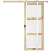 Vente-unique Versenkbare Schiebetür aus Holz und gehärtetem Glas - 3 Fenster - H 205 x B 73 cm - ACOSTA II