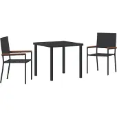vidaXL Möbel 3-teiliges Garten Essset Schwarz Poly Rattan - Gartenstühle 3379702