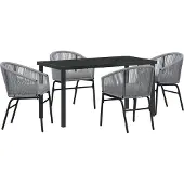 vidaXL Möbel 5-teiliges Garten-Essgruppe Grau Poly-Rattan - Gartenstühle 3379361