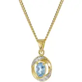 Trendor 21189 Gold Anhänger 333/8K mit Blautopas an vergoldeter Silberkette