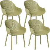 Beliani Gartenstühle 4er Set Olivgrün aus Kunststoff Wetterfest Indoor Outdoor mit Armlehnen Esszimmerstühle Plastikstühle Küchenstühle