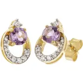 Trendor 21180 Damen-Ohrringe Gold 333 / 8K Ohrstecker mit Amethyst