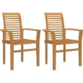 vidaXL Möbel Stapelbarer Gartenstuhl 2 Stück Massivholz Teak - Gartenstühle 42007595