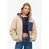 Superdry für Damen. W5011900A Vintage Hooded Sherpa Kapuzenpullover beige (L), Lässig, Recyceltes Polyester