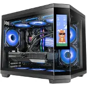 Mars Gaming MC3TCORELCDM, Mini Tower, PC, Schwarz, micro ATX, Mini-ITX, Gehärtetes Glas, Gaming
