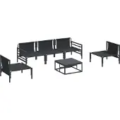vidaXL Gartensofa-set 6 stk. Schwarz Stahl