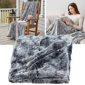 Douceur d'intérieur Superweiche Kuscheldecke in luxuriöser Felloptik, 180 x 220 cm, Grau