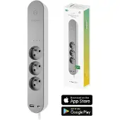 Hombli Smart Socket - 3-fach - französischer Stecker (Typ E) - 1x USB 1x USB-C mit Schalter - App mit Energiemonitor/Verbrauchsmesser - Überspannungsschutz - 1