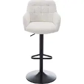 Vente-unique Barhocker 2er-Set - Bouclé-Stoff & schwarzes Metall - Höhenverstellbar - Weiß - PEGA von Pascal MORABITO