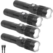 KryoLights 4er-Set wiederaufladbare LED-Taschenlampen,Aluminium,800lm,10W,1200mAh