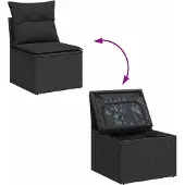 vidaXL Gartensofa-set mit Kissen 11 pcs Schwarz Poly-Rattan