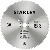 Stanley circular saw for wood 184x16mm 100 teeth STA10205