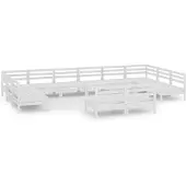 vidaXL 12-tlg. Garten-Lounge-Set Weiß Massivholz Kiefer