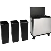 SVITA SR3X18 Sensor-Mülleimer 54L Mülltrennsystem 3 Fächer 3x18L Softclose Edelstahl Silber