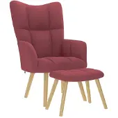 vidaXL Relaxsessel mit Hocker Weinrot Stoff