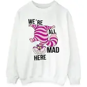Disney Frauen/Damen Alice im Wunderland Alle verrückt hier Sweatshirt (Weiß)
