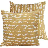 Oviala Business Set mit 2 quadratischen Polyesterkissen 45x45x8 cm ecru und ocker