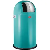 Wesco Abfallsammler 175831-54 PUSHBOY in TÜRKIS mit 50 Liter Volumen und Klappdeckel / Abfalleimer / Mülleimer