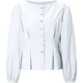 Rich & royal Langarmbluse , Damen, Gr. 36, weiß, Web, Obermaterial: 100% Baumwolle, tailliert normal, Rundhals, Blusen Langarmbluse