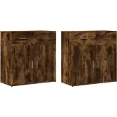 vidaXL Sideboards 2 Stk. Räuchereiche 79x38x80 cm Holzwerkstoff