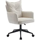 Vente-unique Bürostuhl höhenverstellbar - Cord - Cremefarben & Schwarz - BATARU